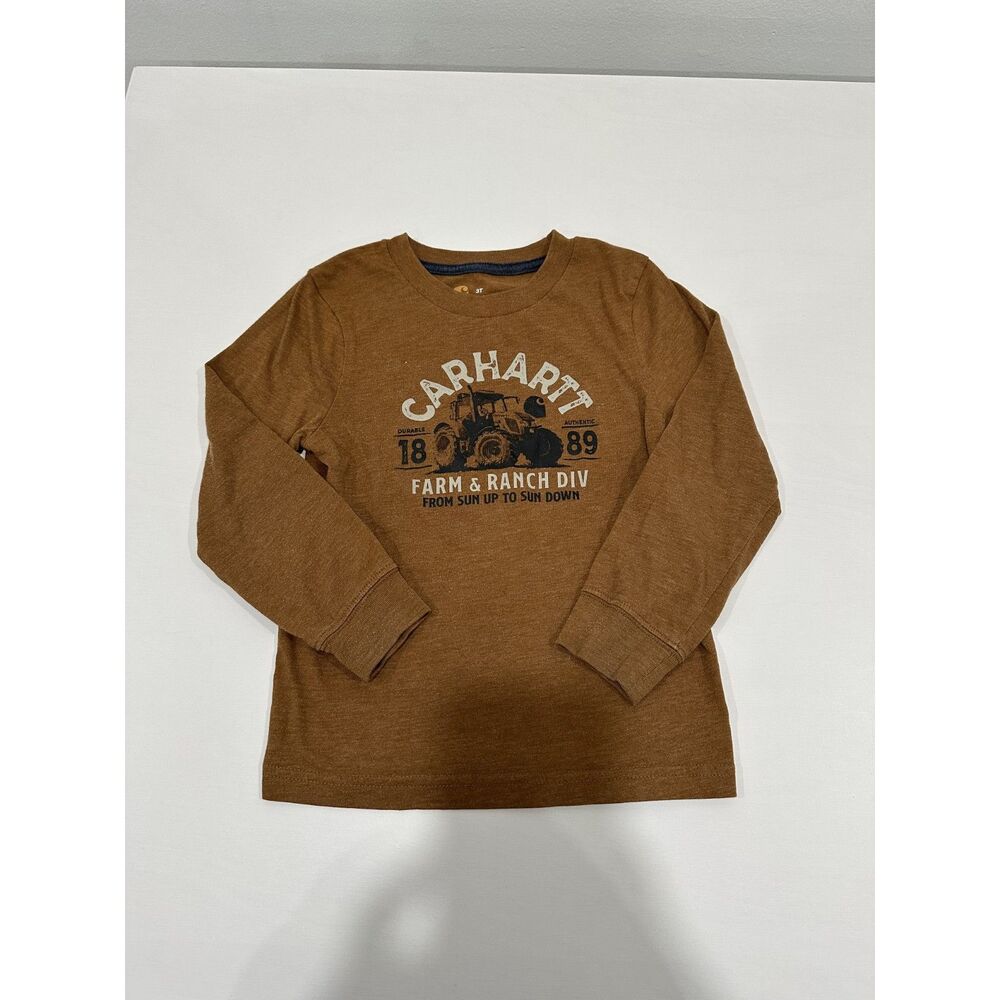 Carhartt Toddler 3T Brown Farm & Ranch Tractor Long Sleeve Shirt